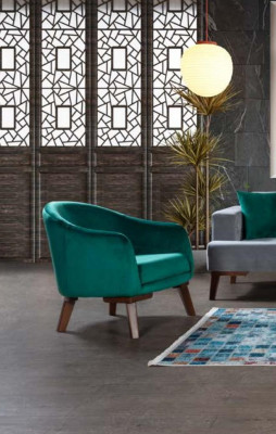 Zestaw sofowy 3+3+1 miejsce do siedzenia Projektant Żywy krajobraz Gray Turkis Green