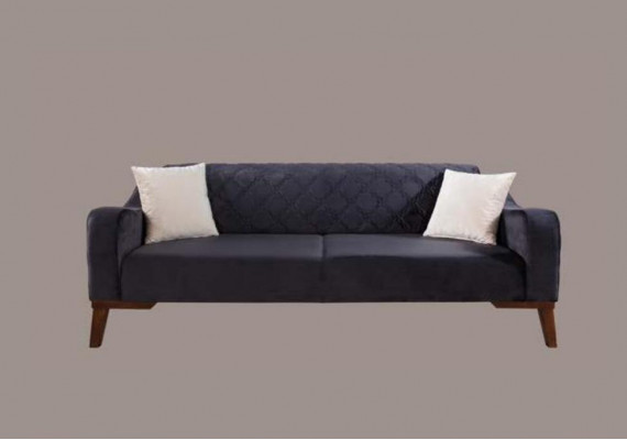 Salon Zestaw sofowy Sofa 3+3+1 Niebieski Zestaw Podkładek Fotel Włókienniczy