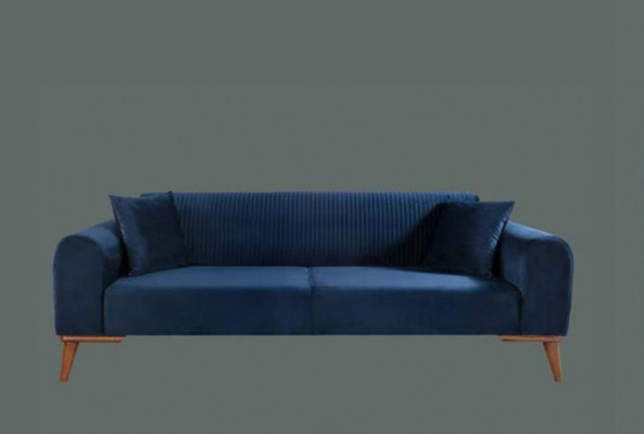 Zestaw sofowy 3+3+1 miejsce do siedzenia Sofa Fotel Royal Blue Couch Aksamit 3-częściowy
