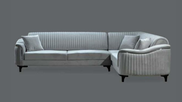 Materiał Narożnikowa kanapa Sofa w kształcie litery L Podkładka Włókienniczy Zestaw narożny Aksamit Szary 310x240