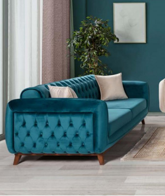 Sofy Zestaw 3+3+1 Podkładka Sofa Materiałowa Salon Chesterfield 3-częściowa