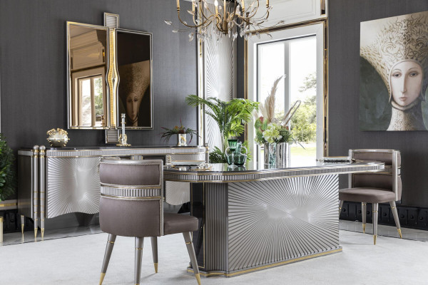 Lustro Złoty Styl Salonu Nowoczesne Meble połysk ścienne Design Elegancki Nowość