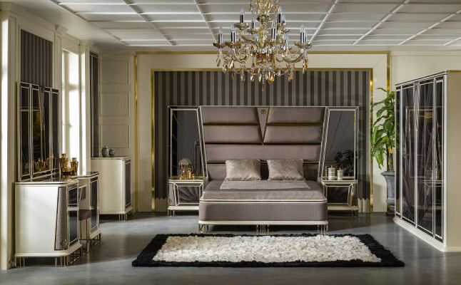 Kredens Gold Metal Meble Sypialnia Elegancki Design Styl Luksus Nowoczesność