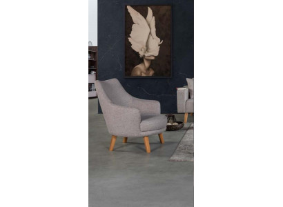 Design Fotel 1 miejsce do siedzenia Nowoczesny Wygodny Fotel Drewno Szare Meble