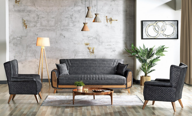 Design Nowoczesny Zestaw do Salonu Zestaw sofowy 3+3+1 Szary Zestaw mebli do salonu