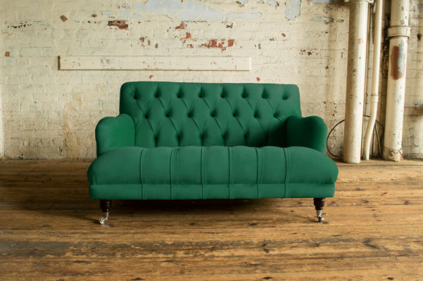 Chesterfield 2 miejsce do siedzenia Podkładka Kanapa Skóra Sofa Kanapy Modern Style Green Włókienniczy