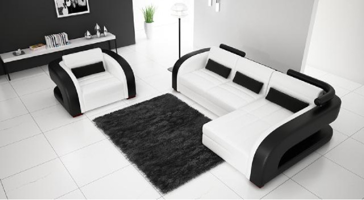 Skóra Sofa z USB Podkładka Narożnikowa kanapa Żywy krajobraz Narożnik tapicerowany Sofa Bergamo Couch