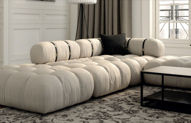 Narożnikowa kanapa Sofa L-Shape Biały Sofy Nowoczesny Salon Włókienniczy Podkładka Design Narożnik Nowość