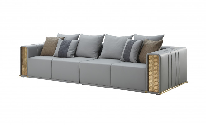 Sofa 4 miejsce do siedzenia Szary Luksusowy Salon Nowoczesny Design Kanapy Nowe Kreatywne