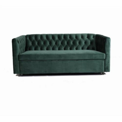 Sofa Chesterfield w stylu amerykańskim Skóra Podkładka Trzyosobowa zielona