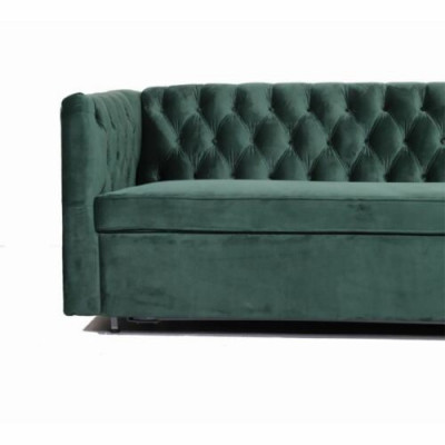 Sofa Chesterfield w stylu amerykańskim Skóra Podkładka Trzyosobowa zielona