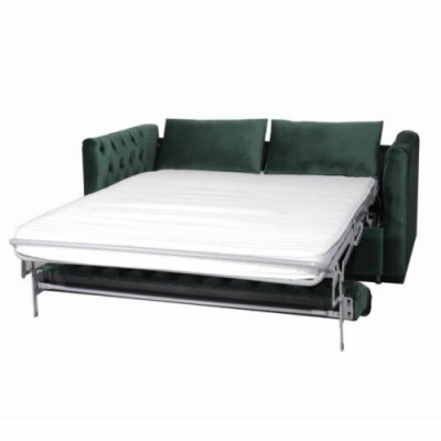 Sofa Chesterfield w stylu amerykańskim Skóra Podkładka Trzyosobowa zielona