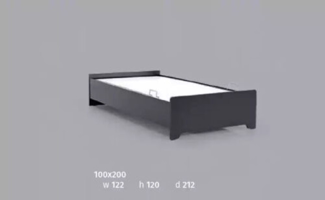 Designerskie łóżka składane Czarne nowoczesne łóżko młodzieżowe 100x200cm