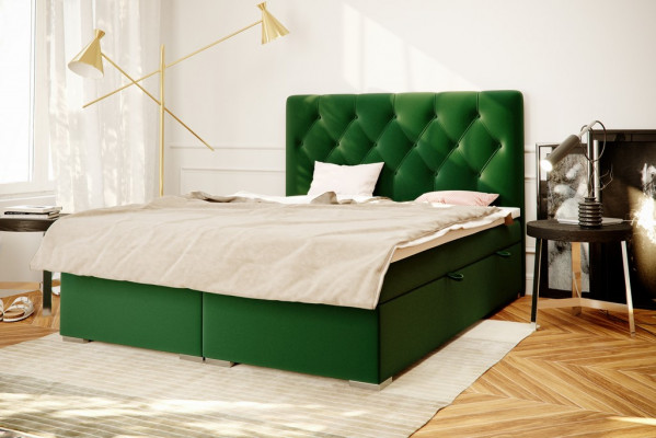 Chesterfield Boxspring Łóżko Hotelowe Kompletne Łóżko Podwójne Nowy Materac Topper Set
