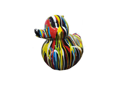 Abstrakcyjna dekoracja figura statuetka rzeźba 60 cm rzeźby figury kaczka kolorowo pomalowana 60cm