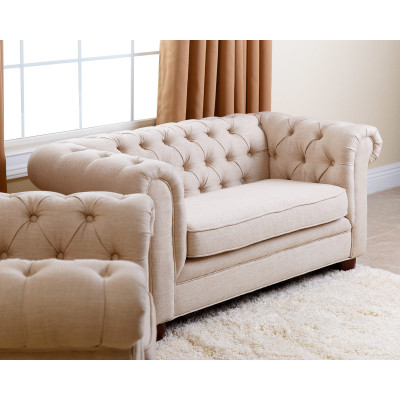 Dom Wiejski Dwuosobowa Sofa Chesterfield Wygodna Kanapa Tkanina jvmoebel ®
