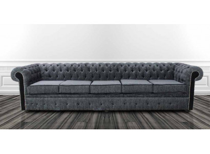 Chesterfield 5-miejscowa klasyczna luksusowa sofa barokowo-rococo z tkaniny skórzanej
