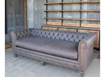 Chesterfield 3 miejscowy klasyczny luksusowy sofas barokowo-rokokowy z materiałowo-skóraną tapicerką