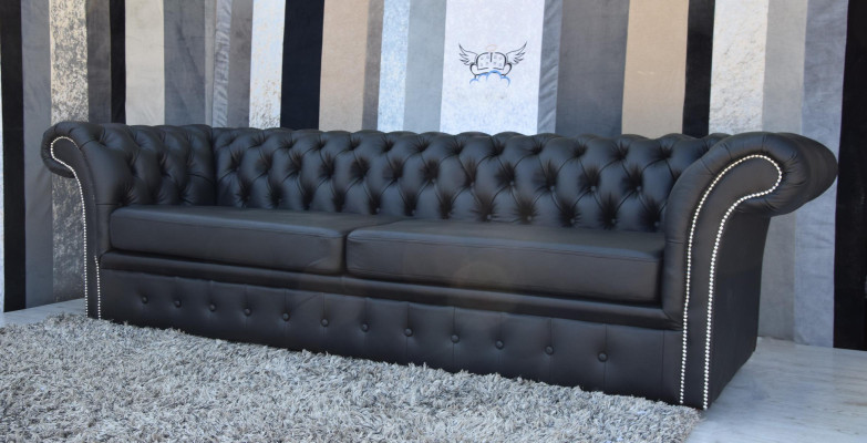 Chesterfield Sofa Kanapa Pokrycie Tkanina Skóra Kanapy Tapicerka Garnitur 3-osobowy