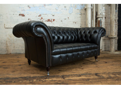 Chesterfield Original Sofa JVMoebel Couch Tekstylne Kanapy Kanapy Tkanina Czarny Nowy