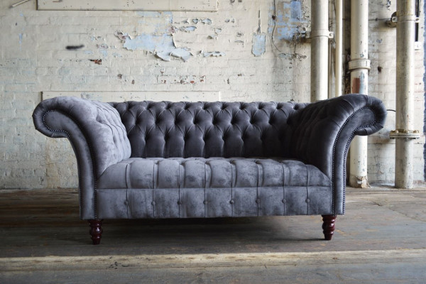 Fotel Chesterfield 2-osobowa sofa Kanapy Sofy Kanapy Salon Projektowanie Szezlong Nowy Szary