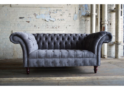 Fotel Chesterfield 2-osobowa sofa Kanapy Sofy Kanapy Salon Projektowanie Szezlong Nowy Szary