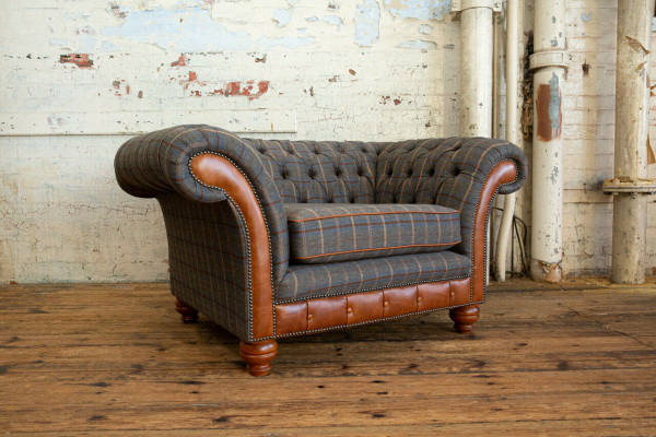 Fotel kanapa Obicie Sofa Tkanina Chesterfield Kanapy 1,5-osobowa Jednoosobowa Brązowa