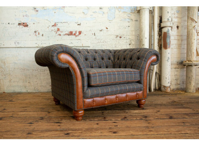 Fotel kanapa Obicie Sofa Tkanina Chesterfield Kanapy 1,5-osobowa Jednoosobowa Brązowa