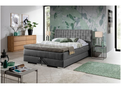Łóżko Design Luksusowy Hotel Łóżka 200x200cm Łóżko typu Boxspring Tekstylia Szare 200x200cm nowe