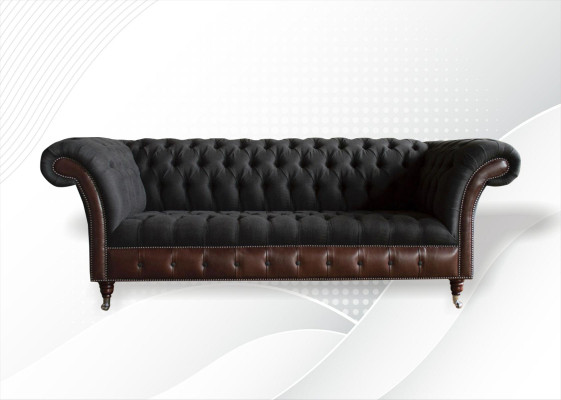 Chesterfield Czarny salon projekt materiału Kanapy Tapicerowane Sofa Nowa Skórzana sofa