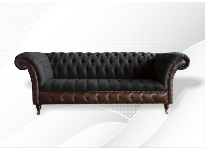 Chesterfield Czarny salon projekt materiału Kanapy Tapicerowane Sofa Nowa Skórzana sofa