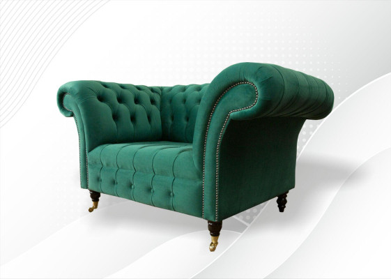 Fotel Chesterfield Tekstylny Zielony Design Nowoczesny Wygodny Nowy Luksusowy Salon Kreatywny
