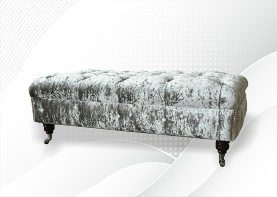 Chesterfield Pufa Szary Tkanina Salon Design Sofa Nowy Tekstylia