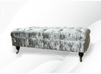 Chesterfield Pufa Szary Tkanina Salon Design Sofa Nowy Tekstylia