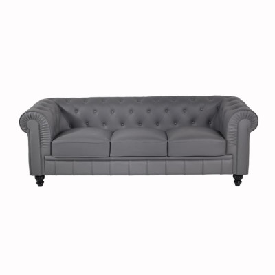 Sofa szara Chesterfield biurowa Sofa do odbioru z tkaniny skóry Nowe meble jvmoebel ®