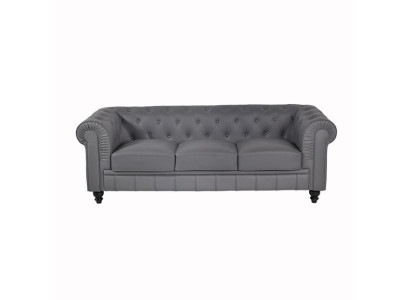 Sofa szara Chesterfield biurowa Sofa do odbioru z tkaniny skóry Nowe meble jvmoebel ®