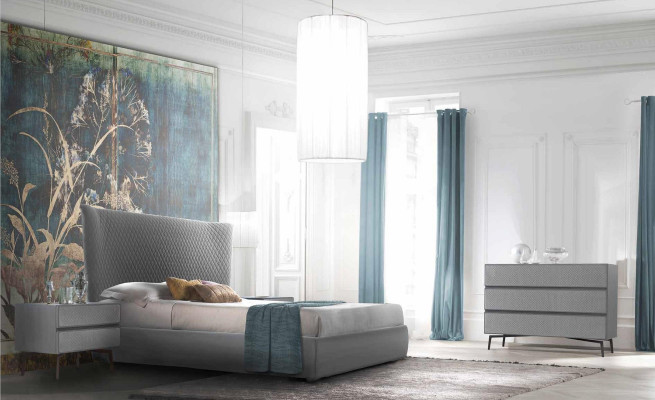 Luksusowe łóżko sypialniane Designer Stylizowane na szaro Łóżka Drewniane Nowe