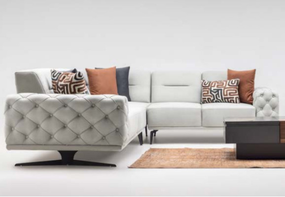 Sofa w kształcie litery L Kanapa Tkaninowa Kanapa Szary Sofa Nowoczesna Tkanina
