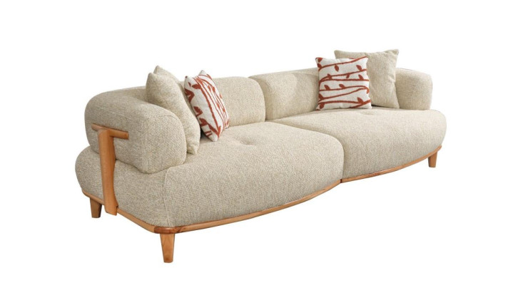 Beżowa sofa tapicerowana, nowoczesna trzyosobowa luksusowa sofa w salonie trzyosobowa kanapa.