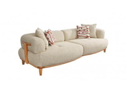 Beżowa sofa tapicerowana, nowoczesna trzyosobowa luksusowa sofa w salonie trzyosobowa kanapa.