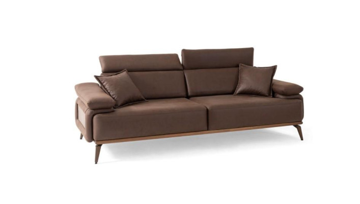Brązowa skórzana sofa projektanta 3-osobowa Kanapa tapicerowana Nowoczesne meble do salonu