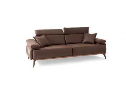 Brązowa skórzana sofa projektanta 3-osobowa Kanapa tapicerowana Nowoczesne meble do salonu