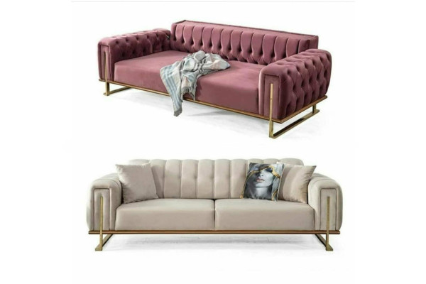 Designerska Sofa Chesterfield Luksusowa 2x Podkładka Kanapy Meble do Salonu
