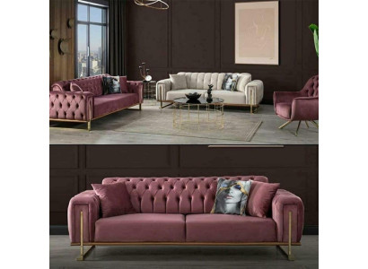 Designerska Sofa Chesterfield Luksusowa 2x Podkładka Kanapy Meble do Salonu