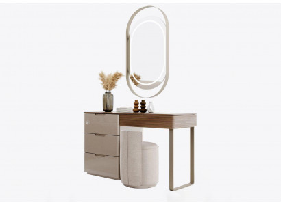 Zestaw sypialniany luksusowy stolik do makijażu i lusterko Hocker Design nowy 3 elementowy