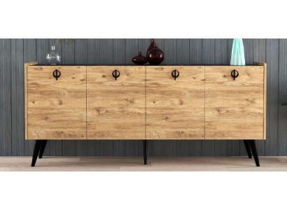 Salon Brązowy Kredens Nowoczesny Design Prostokątne Półki Luksusowe