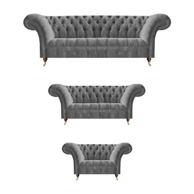 Elegancki zestaw mebli Chesterfield Szare sofy Fotel projektanta Luksusowe meble
