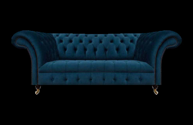 Chesterfield Niebieska tapicerka Dwaosobowa Kanapa Designerskie Meble tekstylne do salonu