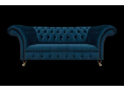 Chesterfield Niebieska tapicerka Dwaosobowa Kanapa Designerskie Meble tekstylne do salonu