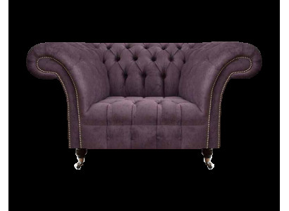 Elegancki fioletowy fotel Chesterfield jednomiejscowy do salonu - elegancki fotel.